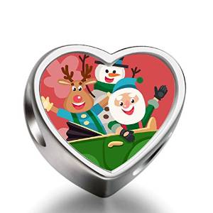 Pandora Santa And Reindeer Heart Photo Charm