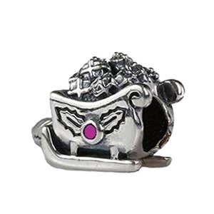 Pandora Santa Sleigh Pink Enamel Charm