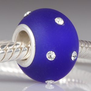 Pandora Sapphire Murano Frosted Glass Clear Swarovski Charm