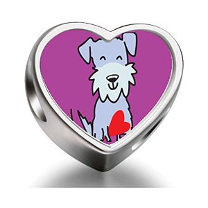 Pandora Schnauzer Dog Heart Photo Charm