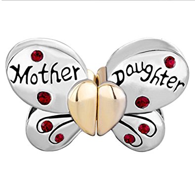 Pandora Separable Butterfly Mother Daughter Crystal Heart Love Charm