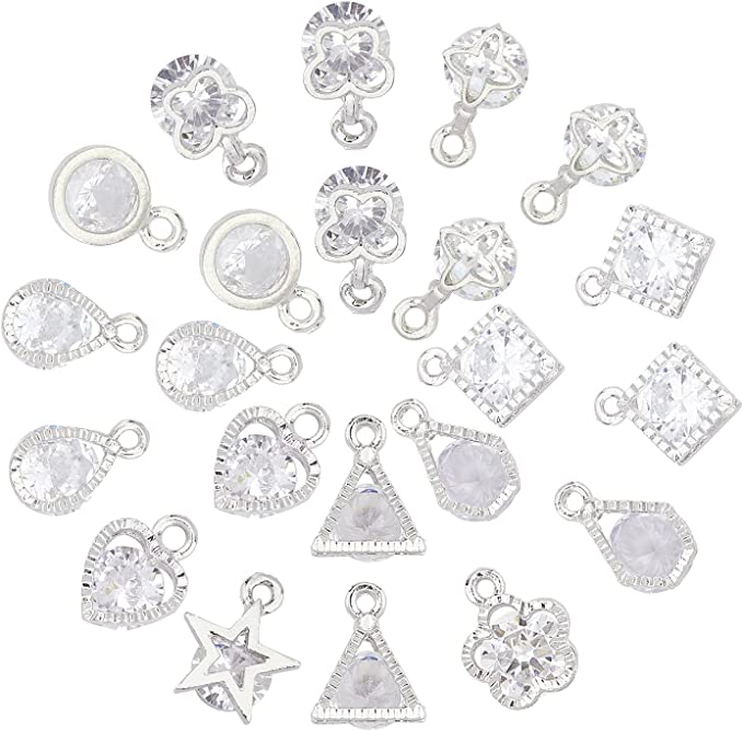 Pandora Set Of 10 Silver Crystal Charm