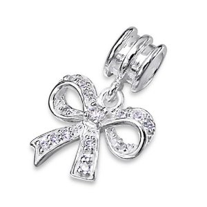 Pandora Silver Bow Ribbon CZ Charm image