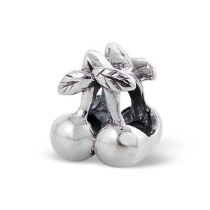 Pandora Silver Cherry Fruit With Leaves Charm image
