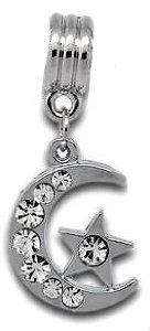 Pandora Silver Clear Stone Moon Star Dangle Charm image