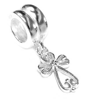Pandora Silver Cross Leaf Flower Charm image