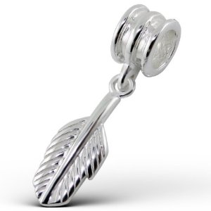 Pandora Silver Feather Leaf Dangle Charm image