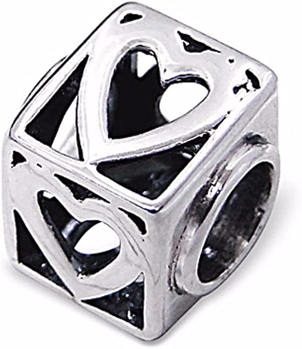 Pandora Silver Heart Cube Open Dice Charm