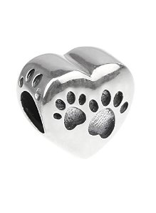 Pandora Silver Heart Paw Print Charm image