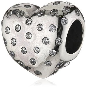 Pandora Silver Heart With Cubic Zirconias Charm