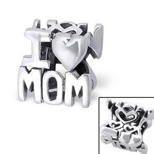 Pandora Silver I Love Mom Words Heart Charm
