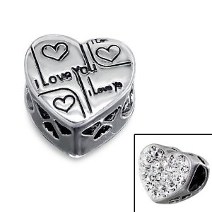 Pandora Silver I Love You Engraved CZ Charm