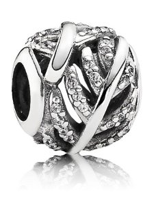 Pandora Silver Leaves Crystals Charm