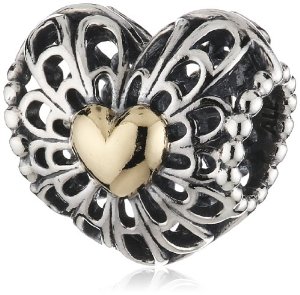 Pandora Silver Openwork Two Tone Heart Charm