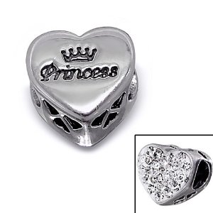 Pandora Silver Princess Engraved Crown Heart Charm image
