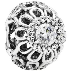 Pandora Silver Rounded Floral Charm image