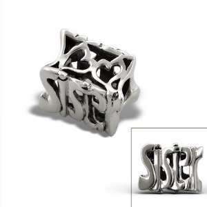 Pandora Silver Sister Carved Mini Hearts Charm