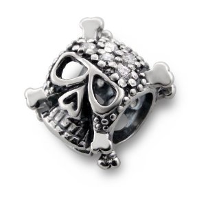 Pandora Silver Skull Bone Cross Face Charm image