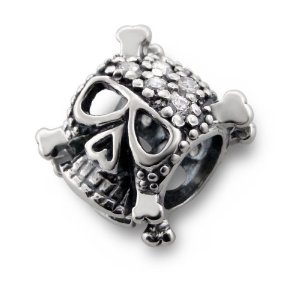 Pandora Silver Skull Bone Cross Face Charm