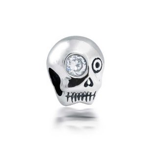 Pandora Silver Skull With CZ Eye Charm