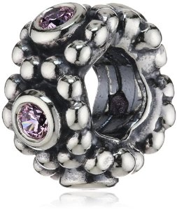 Pandora Silver Spacer Pink Zirconia Charm image