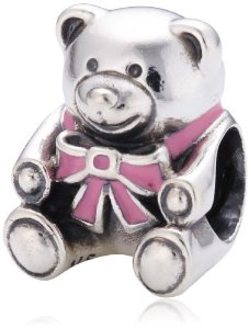 Pandora Silver Teddy Bear Pink Enamel Charm