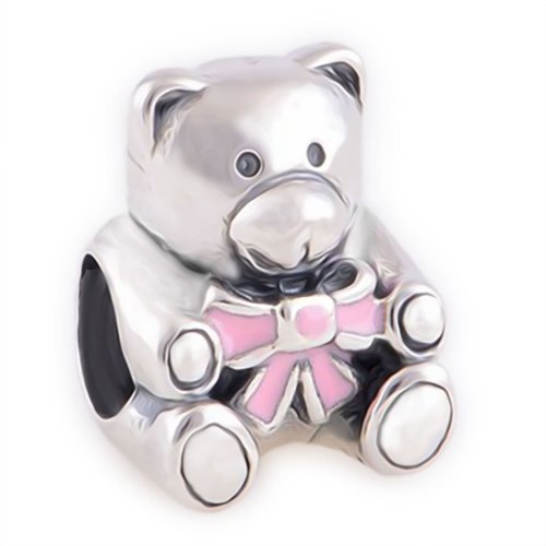 Pandora Silver Teddy Bear Pink Ribbon Charm image