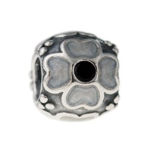 Pandora Silver White Enamel Flower Charm image