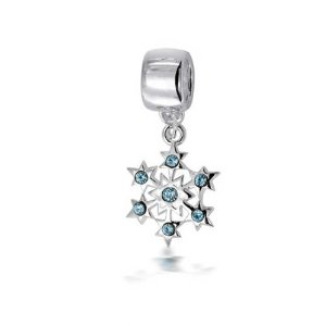 Pandora Simulated Blue Topaz CZ Snowflake Charm