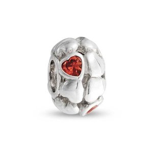 Pandora Simulated Garnet CZ January Birthstone Hearts Charm