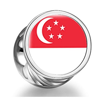 Pandora Singapore Flag August Birthstone Photo Charm image