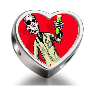 Pandora Skull Man Heart Photo Charm