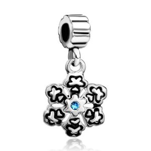 Pandora Snowflake Blue Birthstone Crystal Dangle Charm