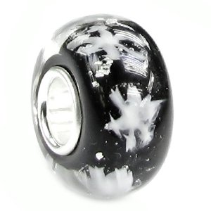 Pandora Snowflake Let It Snow Black Glass Charm image