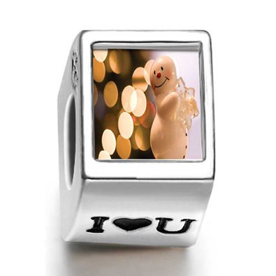 Pandora Snowman Holding Snowflake Photo Charm