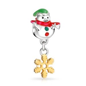 Pandora Snowman With Gold Plated Snowflake Dangle Charm image