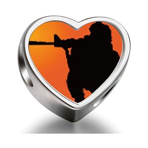 Pandora Soldier With Gun Heart Photo Charm