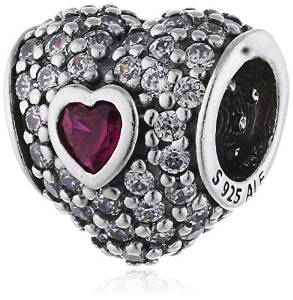 Pandora Solid Heart Ruby Red Pave CZ Charm