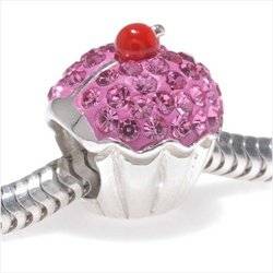 Pandora Solid Silver Cup Cake Red Cherry Charm image