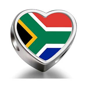 Pandora South Africa Flag Heart Photo Charm
