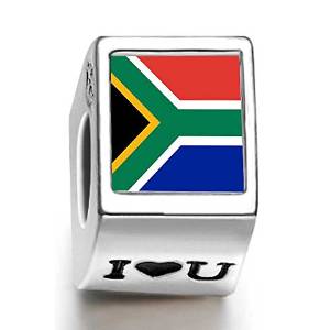Pandora South Africa Flag Photo I Love U Charm