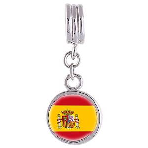 Pandora Spain Flag Photo Flower Dangle Charm