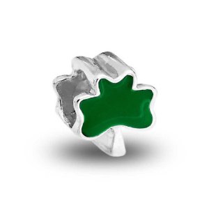 Pandora St Patricks Day Green Shamrock Clover Flower Charm image