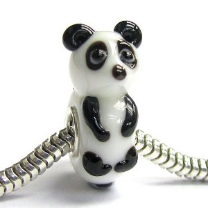 Pandora Standing Bear Black White Glass Charm image