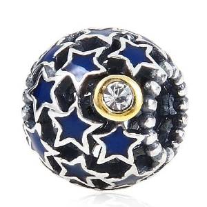 Pandora Star Shaped Dangling Blue Crystal Stones Charm