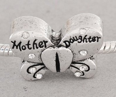 Pandora Sterling Silver Clear Stone Mother Daughter Butterfly Charm