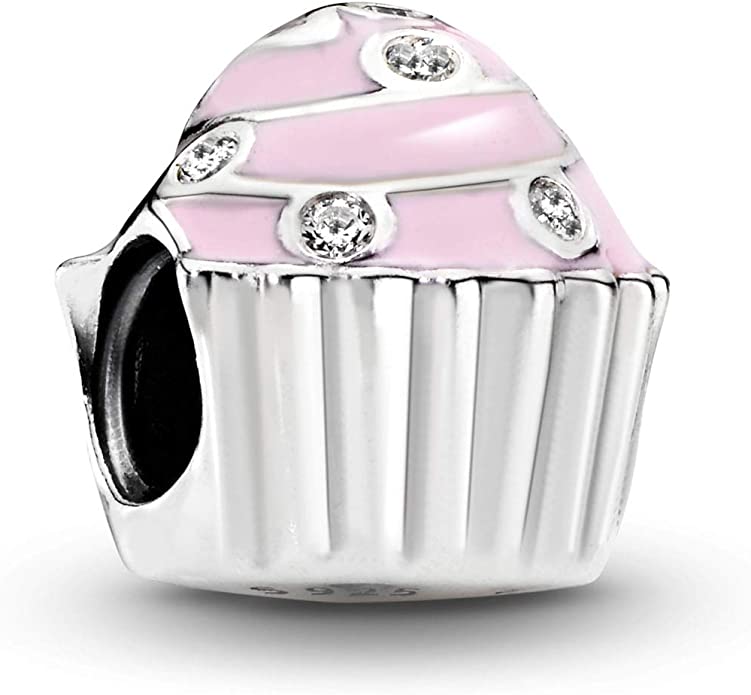 Pandora Sterling Silver Purple Cupcake Swarovski Crystal Charm image