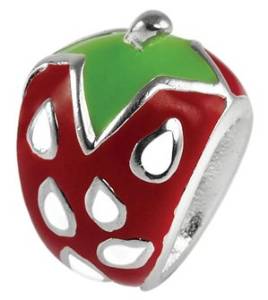 Pandora Strawberry Red Green Enamel Charm