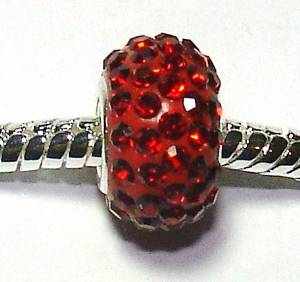 Pandora Swarovski Crystal Red Ball Silver Charm
