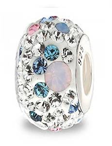 Pandora Swarovski Crystal White Opal Pink Blue Charm